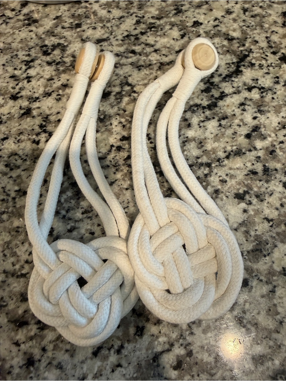 White Rope Knot Curtain Tiebacks - Set of 2